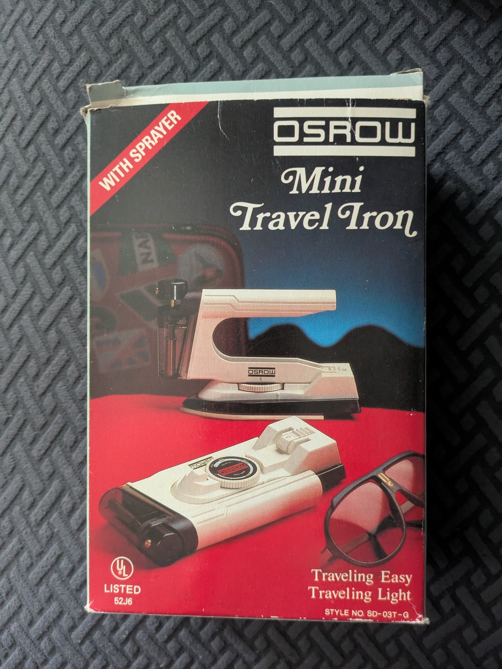 Vintage Osrow Mini Travel Iron (Style SD-03T-G) – Dual Voltage with Water Spray